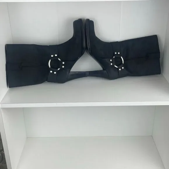 MICHAEL Michael Kors Heeled Moto Boot Black Leather 7 - Picture 9 of 13